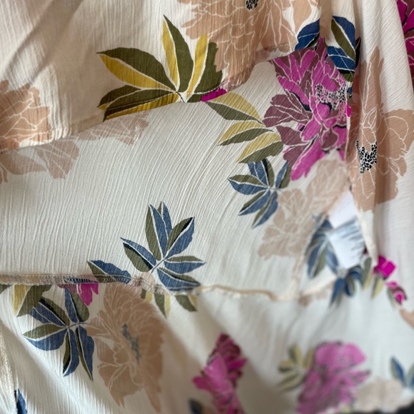 Billabong Kick it Up Floral Print Woman’s Maxi Dress,Cream-Pink-Olive green-Med - Picture 5 of 7